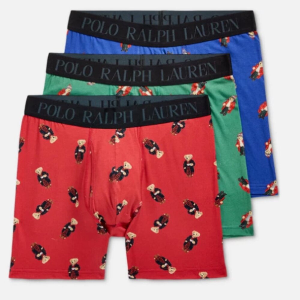 Polo RALPH LAUREN Men's Boxer Briefs Polo Bear Set of Three Medium